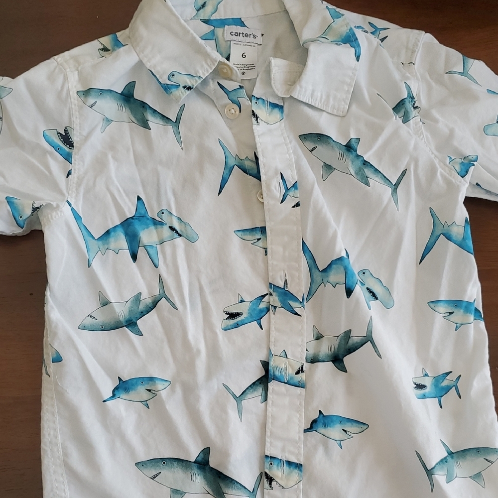 Carter's Shark Print Button-Up Shirt